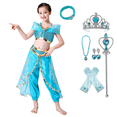 thumbnail image 1 of HAWEE Jasmine Costume for Girls Sequin Princess Dress Up Princess Cosplay Costumes, 1 of 7