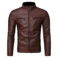 thumbnail image 1 of Qertyioot Manteau en Cuir d'Hiver pour Homme à Fermeture Éclair, Manches Longues, Décontracté, 1 of 3