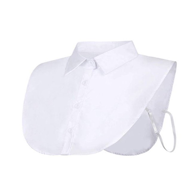 Ladies Fake Lapel Collar Monochrome Button Decoration Detachable Fake Collar