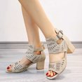 thumbnail image 1 of LSLJS Women's Summer New Large-size Hollowed-out Rhinestone Fish Mouth Chunky High-heeled Sandals, Platform Sandals, 1 of 6