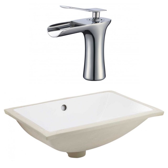20.75-in. W CSA Rectangle Bathroom Undermount Sink Set In White - Chrome Hardware AI-23107