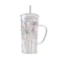 thumbnail image 1 of Binwennn Ribbed Glass Cups With Lids And Ribbed Glass Cups With Handles Iced Coffee Glassware Transparent Reusable Drinking Utensils With Lids And Suitable For A Chiller Cup Set Mug Mugs Glass Food, 1 of 8