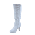 thumbnail image 3 of Bottes Mode Décontractées pour Femmes à Talons, Hauteur Genou, Plateforme, Fermeture Éclair Latérale, Boucle, Robe ( Blanc, 9), 3 of 5