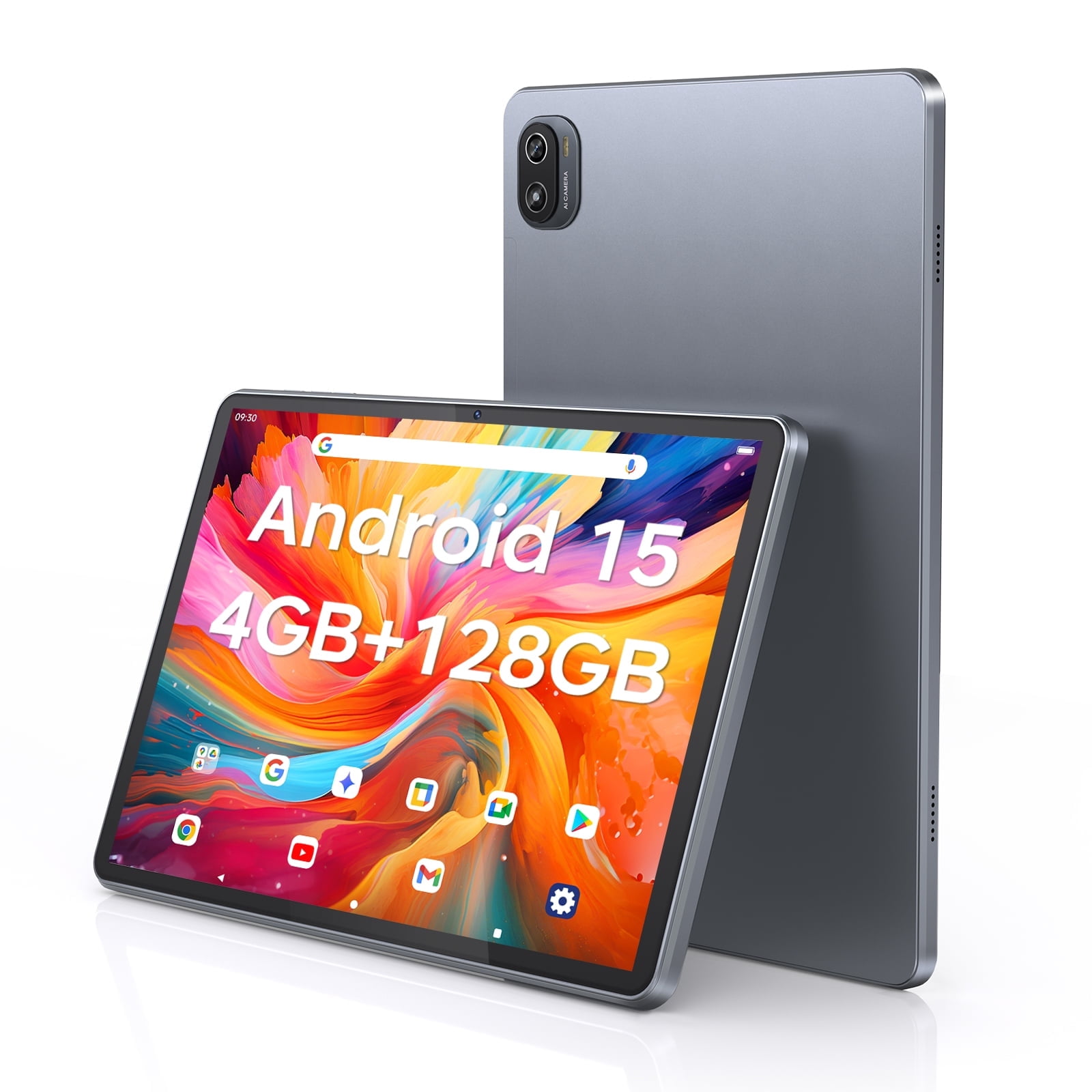 Refurbished Rnruo T10W863-51 10.1" Android 15 Tablet, Quad-Core 2.0GHz Processor, 128GB Storage, WiFi 6, Bluetooth 5.4, 6000mAh Battery