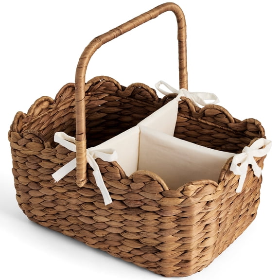 Best Choice Products Organisateur de Couches pour Bébé, Grand Organisateur Portable pour Chambre de Bébé avec Séparateur et Poignées - Châtaigne