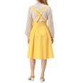 thumbnail image 3 of Unique Bargains Jupe Midi Plissée à Bretelles Rétro pour Femme à Taille Élastique avec Bretelles, 3 of 6