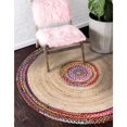 thumbnail image 3 of Indian Handmade Braided Multi Color Cotton with Natural Jute Round Rugs , Home Decor Carpet Size 7 x 7 Feet Round ( 210 cm x 210 cm), 3 of 3
