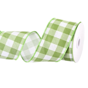Plaid Check Ribbon, 2.5 Inch x 10 Yards Wired Edge Gingham Ribbon for Gift Wrapping, Green