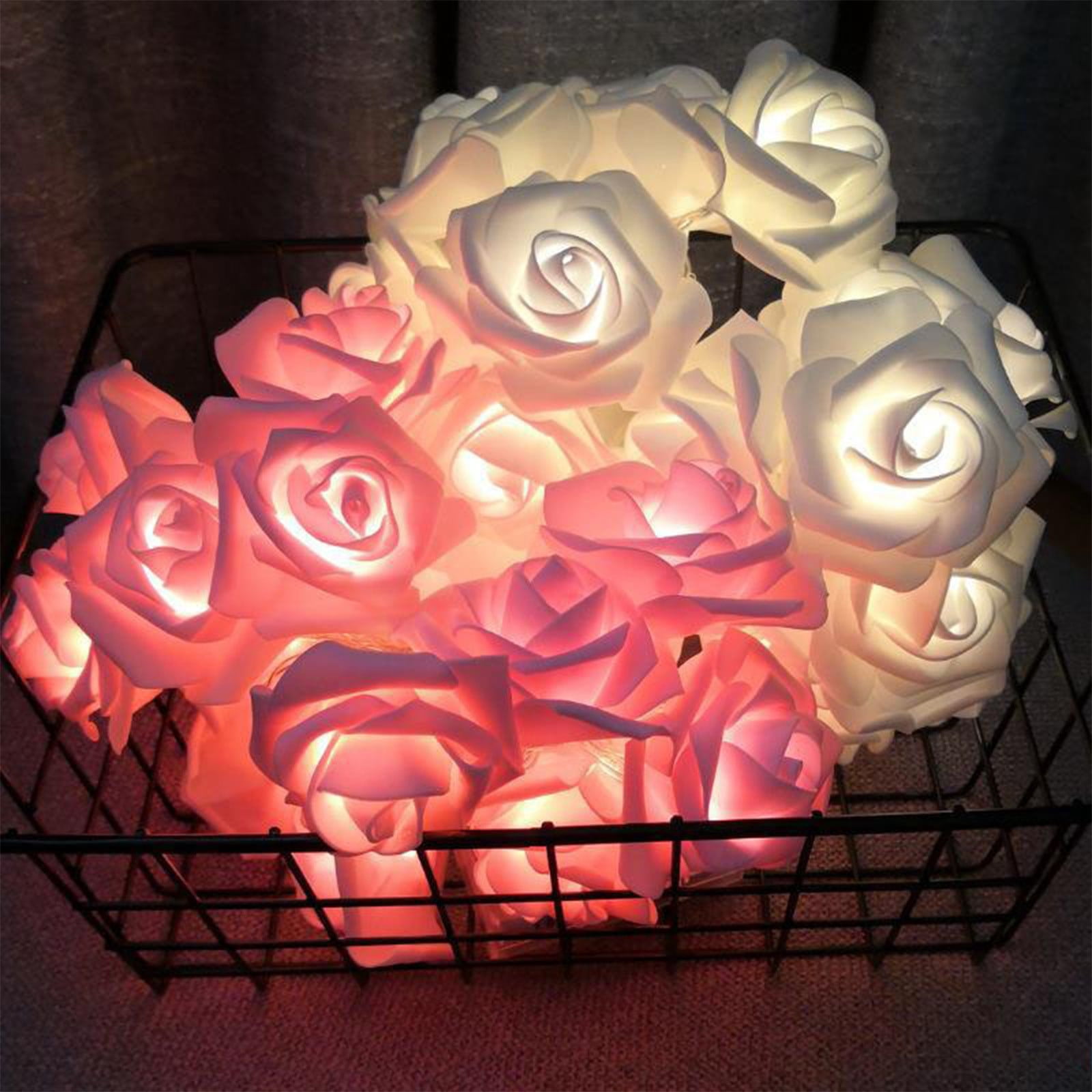 Wuztai Rose LED String Lights, Battery Operated Fairy Lights for Romantic Decor, Wedding Proposal Anniversary Decoration, Indoor Bedroom Wall Window Home Party Festival Ambient Lighting
