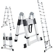 QinaQin Aluminum Alloy Telescopic Ladder Features An a-Shaped Design, Non-Slip Feet, and Stabilizers, Making It Suitable for Homes, Outdoor Areas, Rooftops, and Gardens