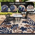 thumbnail image 2 of Outdoor Rug 6x9 ft Outdoor Carpet Camping Mat-Modern Floral & Leaf Rugs Reversible Mat Plastic Straw Rugs for Patio Camping RV Porch Balcony Backyard Picnic Deck Beach Beige&Dark Blue, 2 of 7