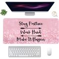 thumbnail image 1 of Extended Gaming Mouse Pad(35.4x15.7 in), Large Desk Pad Laptop Computer Keyboard Mat Waterproof Desk Decor Writing Pad for Work, Game, Office, Home - Pink Stay Positive, 1 of 5