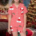 thumbnail image 2 of WEAIXIMIUNG Matching Christmas Pajamas Children's Christmas Print Short Sleeve Shorts Cardigan Children's Pyjamas Two Sets, 2 of 4