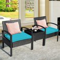 thumbnail image 3 of Costway 3PC Patio Rattan Furniture Set Coffee Table Conversation Sofa Cushioned, 3 of 10