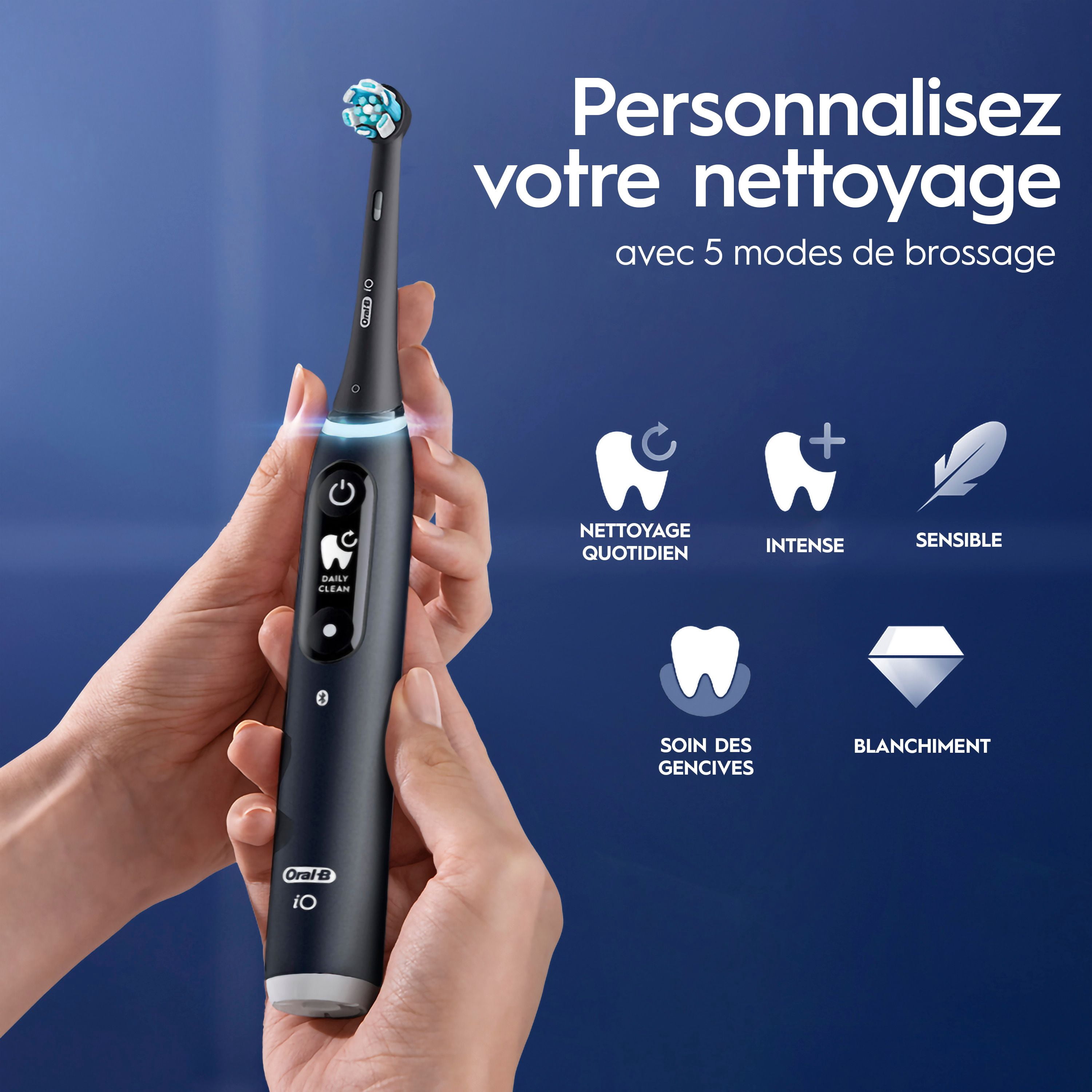 Oral-B iO Série 5 Soin des Gencives et des Dents Sensibles Brosse à Dents Électrique avec Tête de Brosse, Rechargeable, Blanc