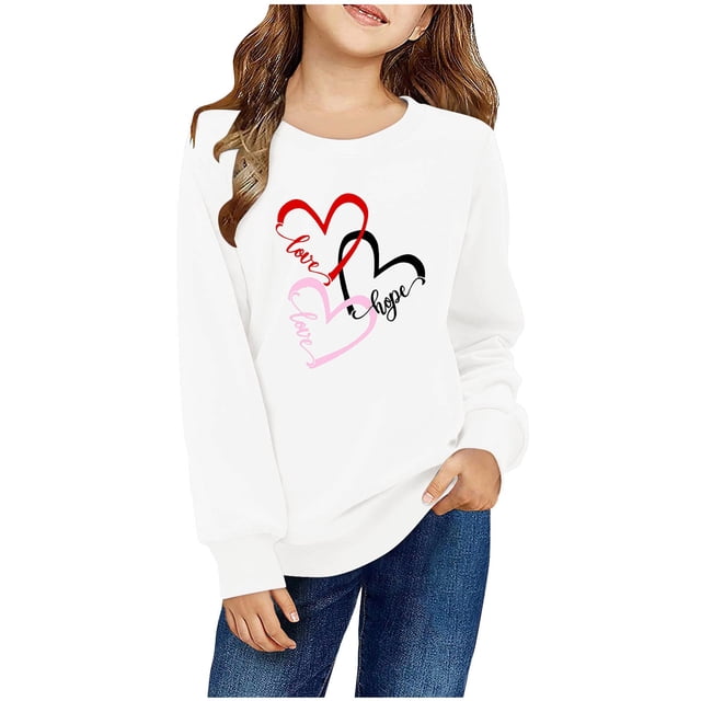 vdgthytj Chandail de la Saint-Valentin pour Garçons et Filles Tout-Petits, Imprimé, Col Rond, Manches Longues, Blouse Graphique 2-10 Ans