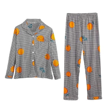 Clearance! Hontri Pajama Sets for Women 2 Piece Pajamas Women Autumn And Winter Long Sleeve Lapel Vest Suit Trousers Plus Size Home Service Loungewear Pj Set Orange,Xxl