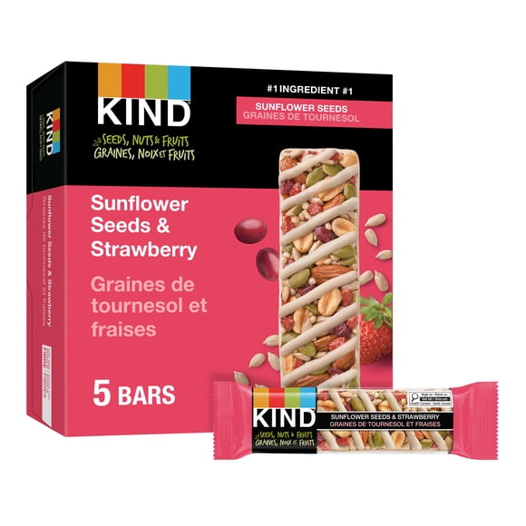 KIND Seeds Fruit & Nuts Bars, Sunflower Seeds & Strawberry, 40g, 5 Bars