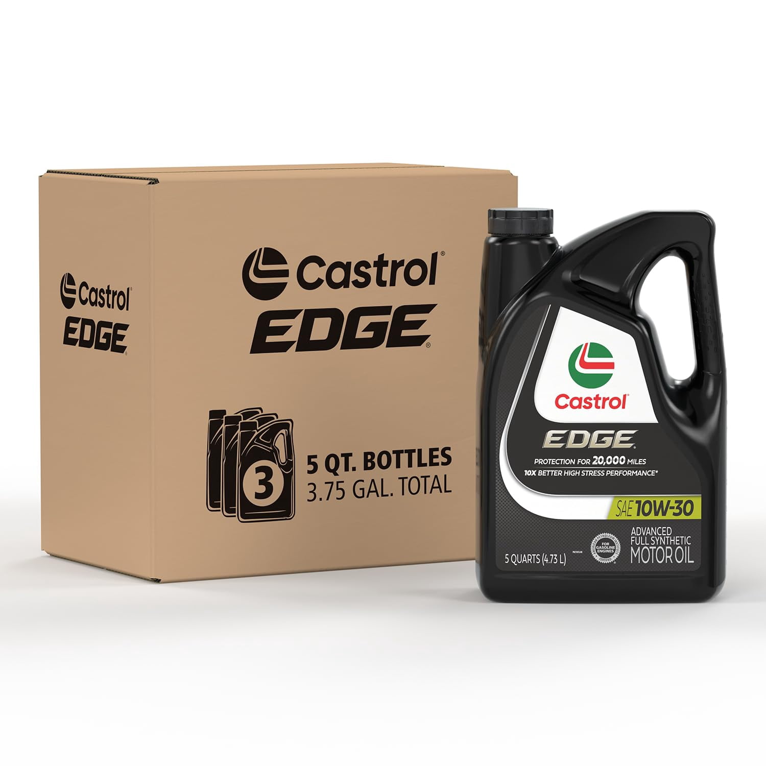 Castrol EDGE 10W-30 Advanced Full Synthetic Motor Oil 5 Quart Pack of 3