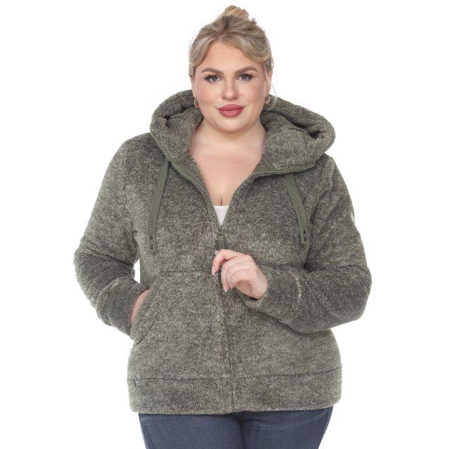 White Mark Veste Sherpa à Capuchon pour Femmes