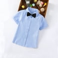 thumbnail image 2 of MeetoTime Baby Short Sleeve Blouse Solid Color Gentleman's School Uniform Button-down Shirt for Boys Baby Clothes 2-14Years, 2 of 5