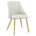 thumbnail image 1 of ACME Chaise Latérale Rembourrée en Polyuréthane Blanc et Or (Ensemble de 2), 1 of 7