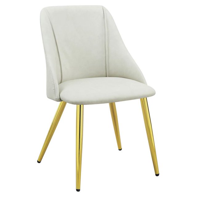 ACME Chaise Latérale Rembourrée en Polyuréthane Blanc et Or (Ensemble de 2)