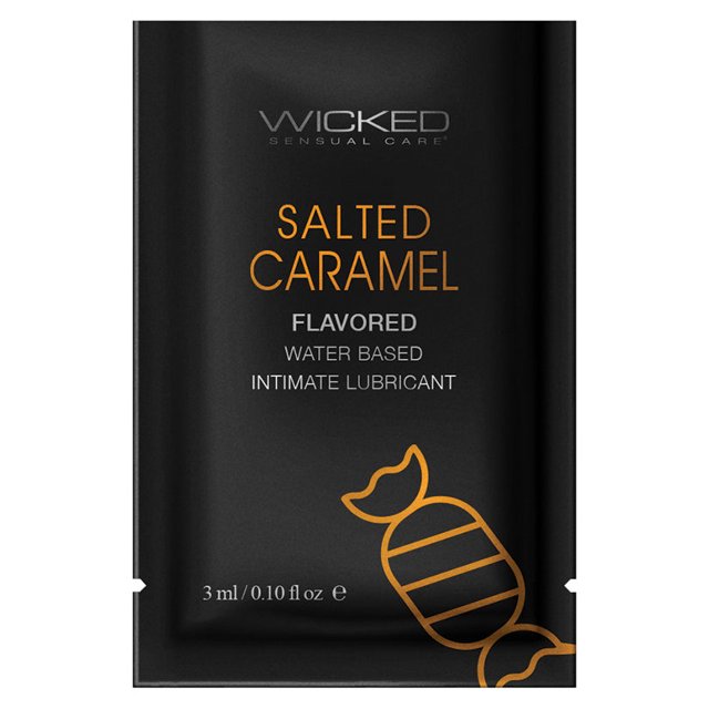Wicked Aqua Flavored Water Based Personal Lubricant, Salted Caramel, 3ml