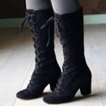 thumbnail image 2 of Kcodviy Femmes Décontracté Vintage Rétro Bottes Mi-Mollet pour Femmes à Lacets Talons Épais Moyens Chaussures Femmes Mi Femmes Mi Femmes Mi, 2 of 8