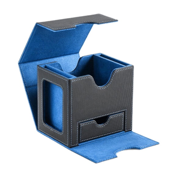 Lipstore Boîte de Deck de Cartes à Collectionner pour 100 Cartes sous Pochette Contenant Étui de Cartes en Cuir PU Carte Bleu