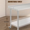 thumbnail image 2 of Table de Préparation Commerciale en Acier Inoxydable - 60x24x35 Pouces - Tablette Inférieure Réglable, avec Roulettes, Garde Arrière, Support à Ordures Amovible, Bord Droit, Certifiée NSF, 2 of 6