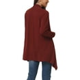 thumbnail image 3 of INSPIRE CHIC Cardigan Léger Décontracté à Manches Longues pour Femme, Ouvert Drapé, Printemps Automne, m Rouge Vin, 3 of 6