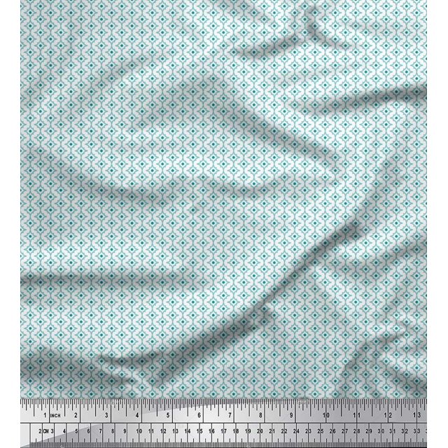 Soimoi Crepe Silk Fabric Dot & Floral Small Print Fabric by The Yard 42 Inch Wide