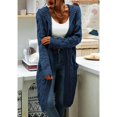 thumbnail image 2 of Women Hooded Open Front Cardigan Cable Knit Sweaters Solid Chunky Long Sweater Coats with Pockets, 2 of 5