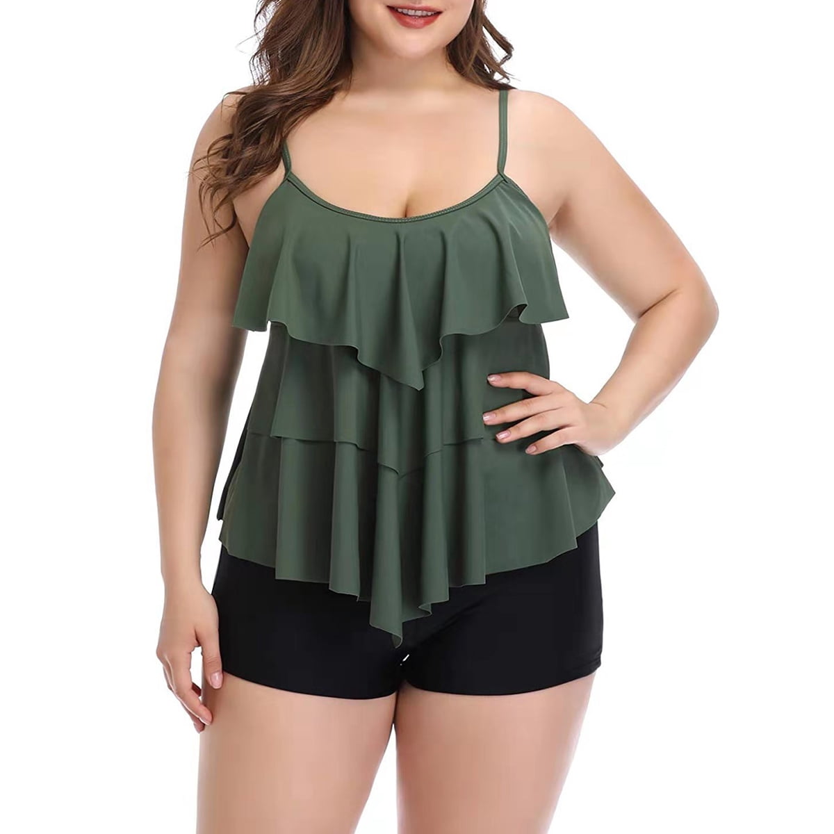 Womens Swimsuits Tankini Two Piece Swimming Suit Bathing Suit S-5XL