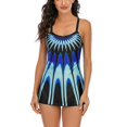 thumbnail image 3 of Tankini Swimsuits for Women Plus Size Print Strappy Back Set Two Piece Swimdress Bathing Suits, 3 of 7