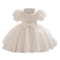 thumbnail image 4 of Robes pour Filles Robes de Demoiselle d'Honneur pour Bébés Filles Robes de Fête Robe de Concours à Manches Bouffantes avec Nœud Papillon, 4 of 4