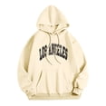 thumbnail image 1 of LUOGENLI Chandails à Capuche Mode pour Hommes Los Angeles Hommes Femmes à Lettres Graphique Imprimé à Capuche Col Rond Manches Longues Chandail Hauts Chandails à Capuche pour Hommes à Fermeture Éclair Grande Taille Beige Taille P, 1 of 3