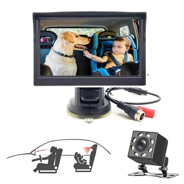 Boovnll Car Accessories for Women, Car Mirror 5'' Hd Night Vision Function Car Mirror Display Car Seat Mirror Camera Monitored Mirror with Wide Clear View, Car Accessories