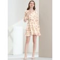 thumbnail image 2 of INSPIRE CHIC Robe à Fleurs pour Femme à Manches Longues, Taille Élastique, Ourlet à Volants, avec Ceinture, 2 of 5