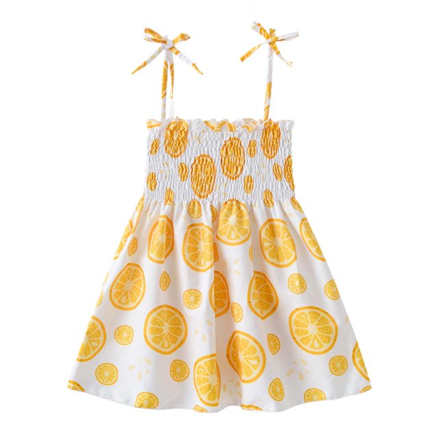 Robe d'Été pour Filles Été Bébé Filles Robe Sans Manches à Bretelles Imprimé Graphique Vêtements pour Enfants