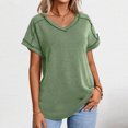 thumbnail image 4 of Plebaso Hauts d'Été pour Femmes Col Rond Manches Courtes Chemises Décontractées Amples Blouses Chandail Tunique pour Femmes, 4 of 5