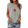 thumbnail image 1 of WEIYLL Womens Tshirt Cap Sleeve Summer Loose Fit Grey Tees Sizes XXL, 1 of 4