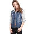 thumbnail image 4 of INSPIRE CHIC Veste en Denim à Capuche à Cordon Superposée pour Femmes avec Poches, 4 of 5