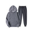 thumbnail image 1 of Innerwin Sweatshirts+Pant Outfits Two Pieces Men Tracksuit Set Sports 2 Pcs Fleece Jogger Sets Dark Gray XL, 1 of 2