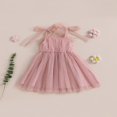 thumbnail image 2 of Filles Enfants Robe Sans Manches Cravate Bandoulière Couches Tulle Robe Cami Été Vêtements Décontractés Robe Princesse, 2 of 8