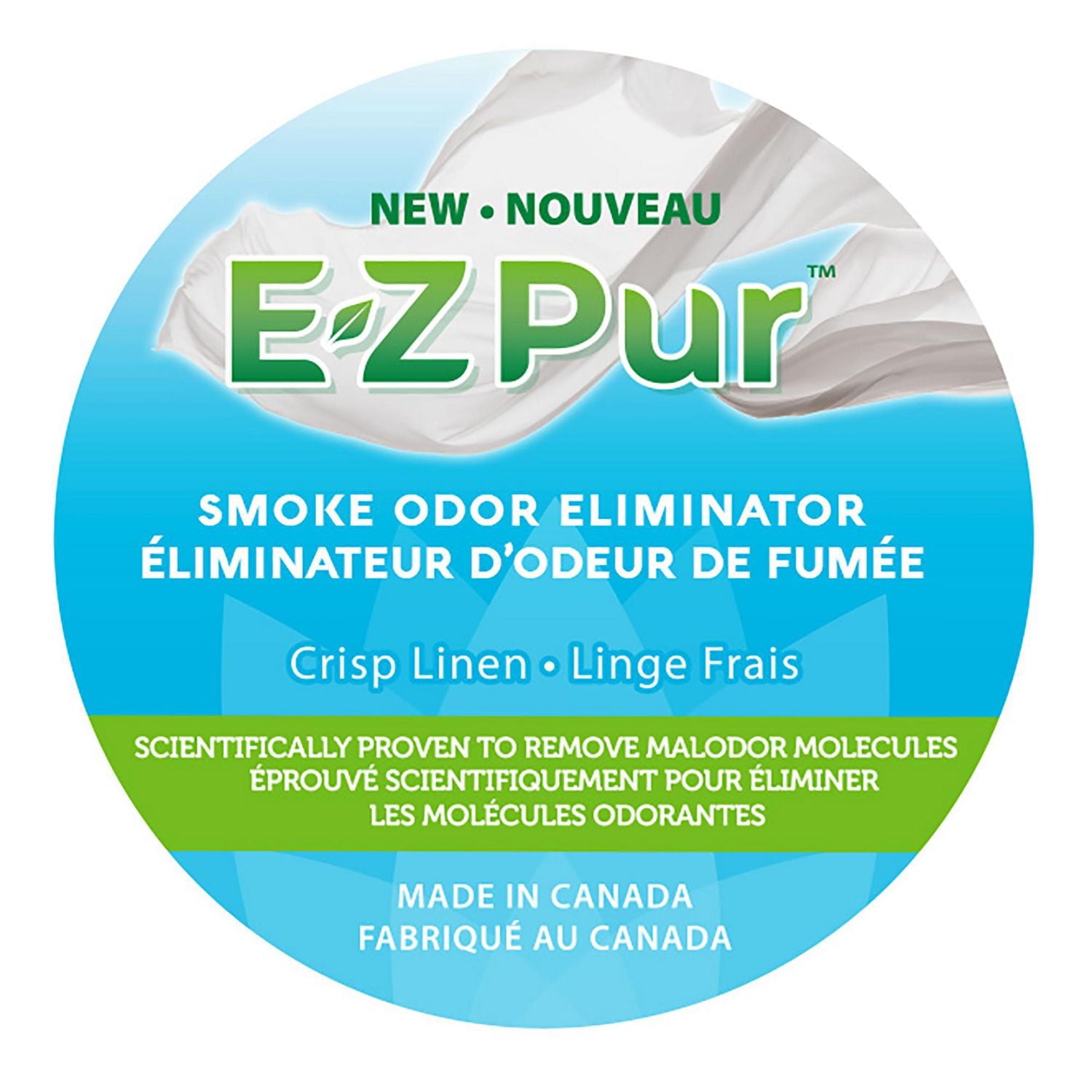 Chandelle Éliminatrice d’Odeurs de Fumée E-Z Pur, Chandelle de Soja à 1 Mèche, Lin Frais, 85 G
