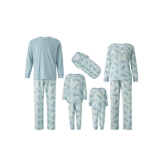 SUNSIOM Family Matching Christmas Pajamas, Christmas Tree Print/Solid Long-Sleeved Tops + Trousers/One-Piece Jumpsuit/Dog Clothes