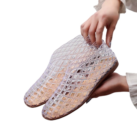 Jelly Shoes For Women, Breathable Hollow-Out Flat Sandals With Round Toe And Closed Heel For Casual Beach And Leisure Wear