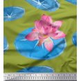 thumbnail image 1 of Soimoi Velvet Fabric Leaves & Lotus Flower Print Fabric by the Yard 58 Inch Wide, 1 of 1